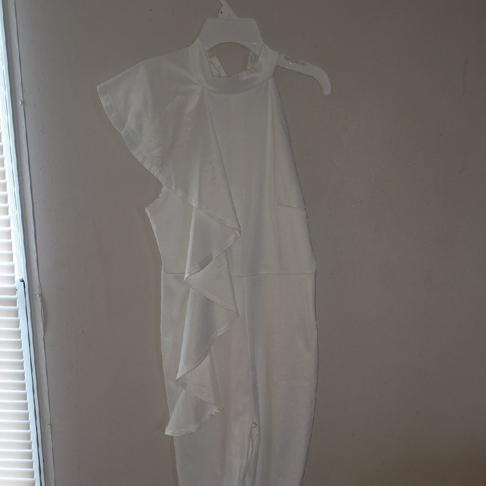Elegant White Ruffled Jumpsuit